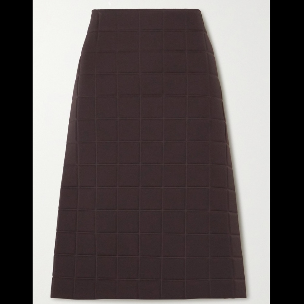 Bottega Veneta brown quilted gabardine midi skirt sz 40